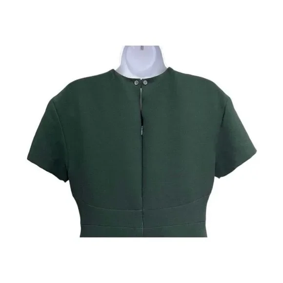 green emerald velvet dress Green Satin Puff Sleeve Quinn Midi Dress